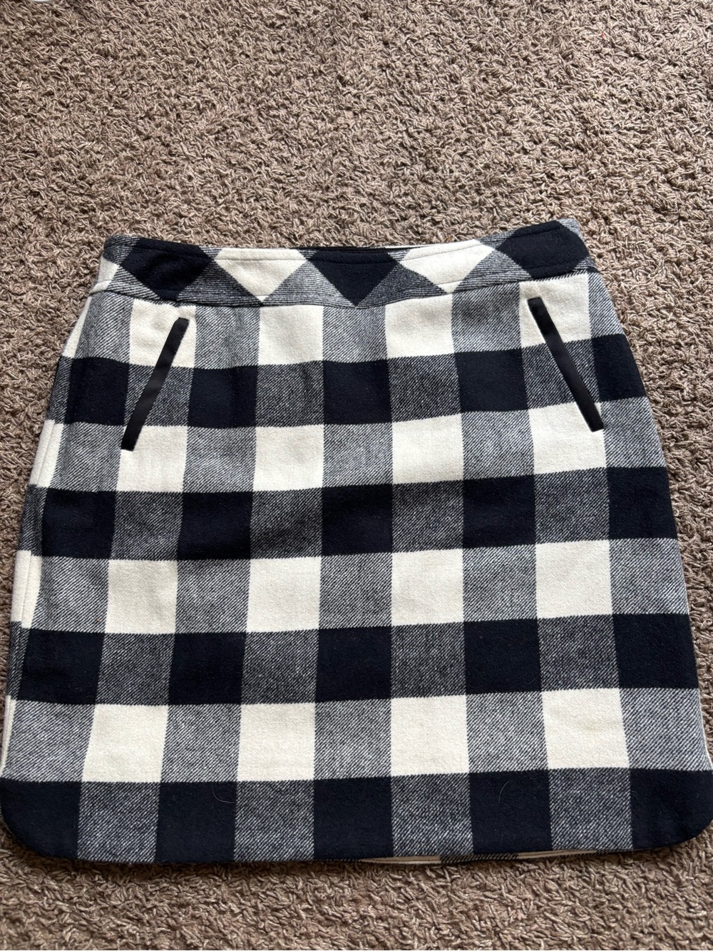 Talbots Black and White Buffalo Plaid Pencil Skirt